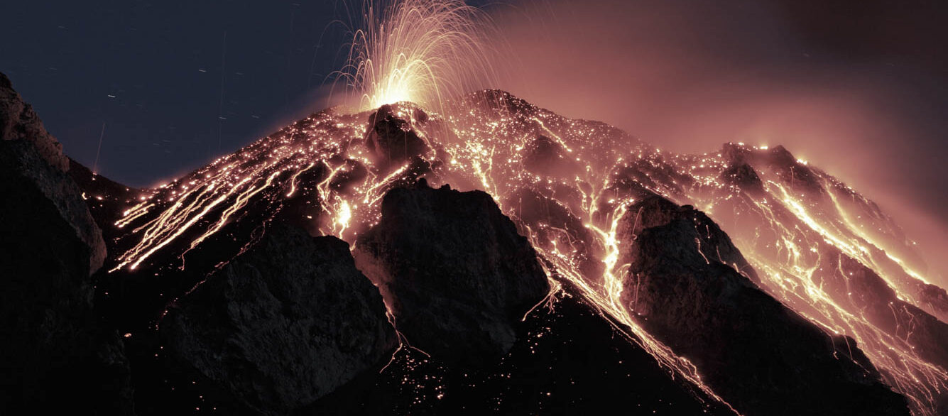 Italy, Sicily, Lava flow from stromboli volcano Italy, Sicily, Lava flow from stromboli volcano