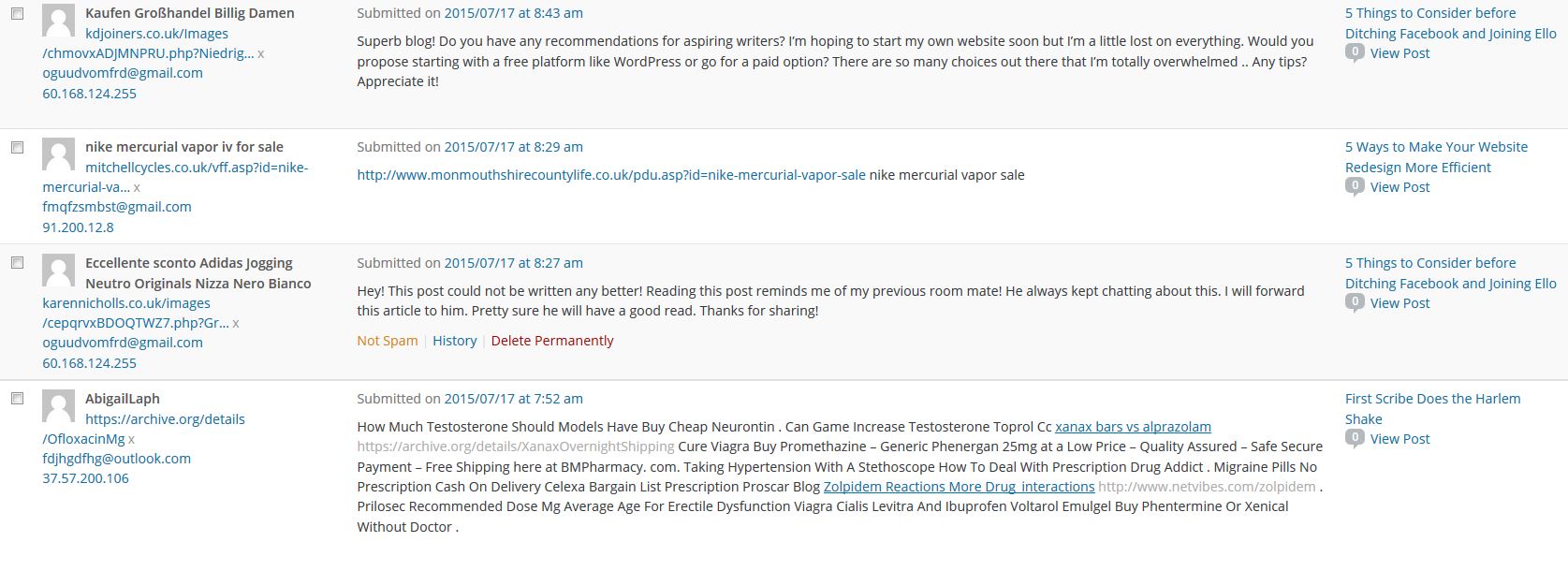 bad blog comments