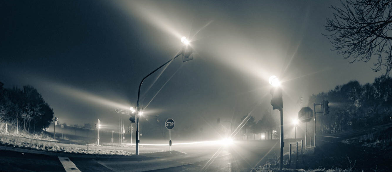 traffic lights in a foggy night traffic lights in a foggy night