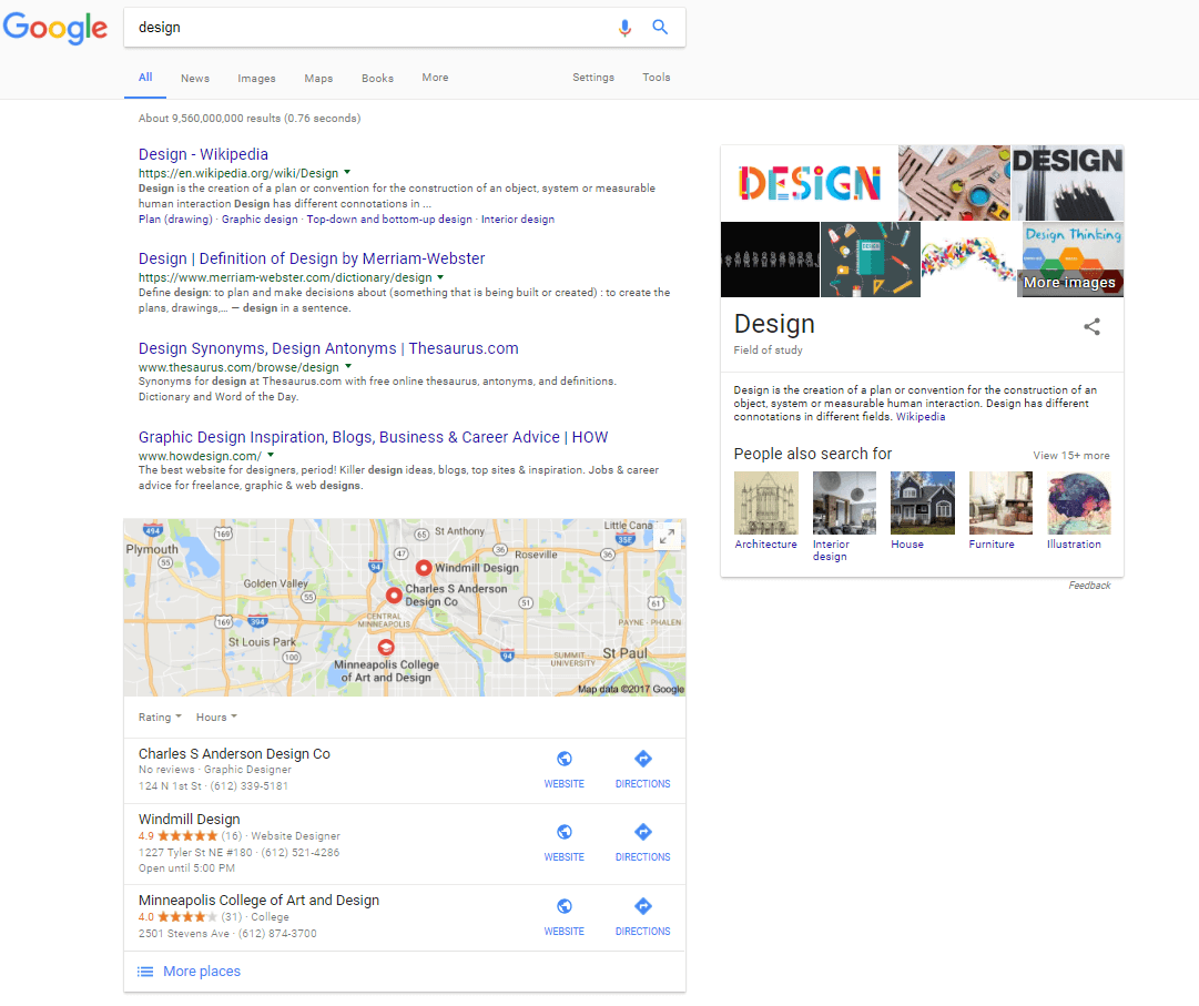 design search results