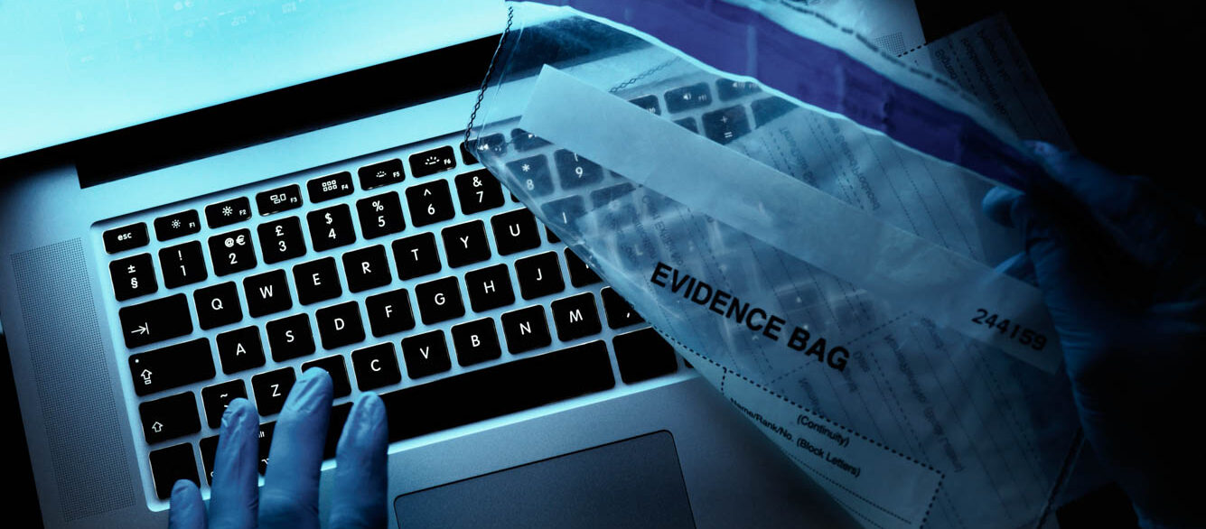 Computer forensic evidence being collected Computer forensic evidence being collected