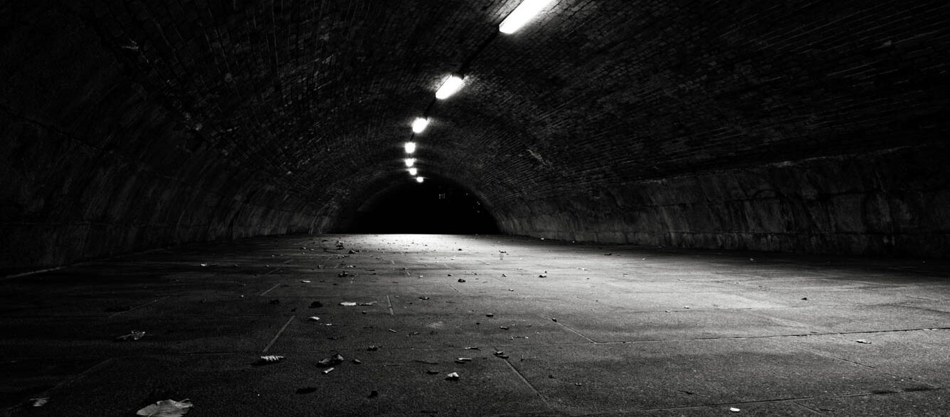 Dark tunnel at night (Berlin, Germany)