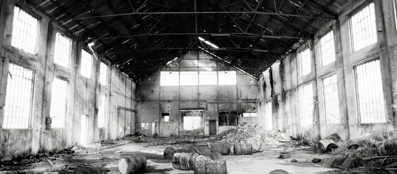 polluted deserted ruined industry building