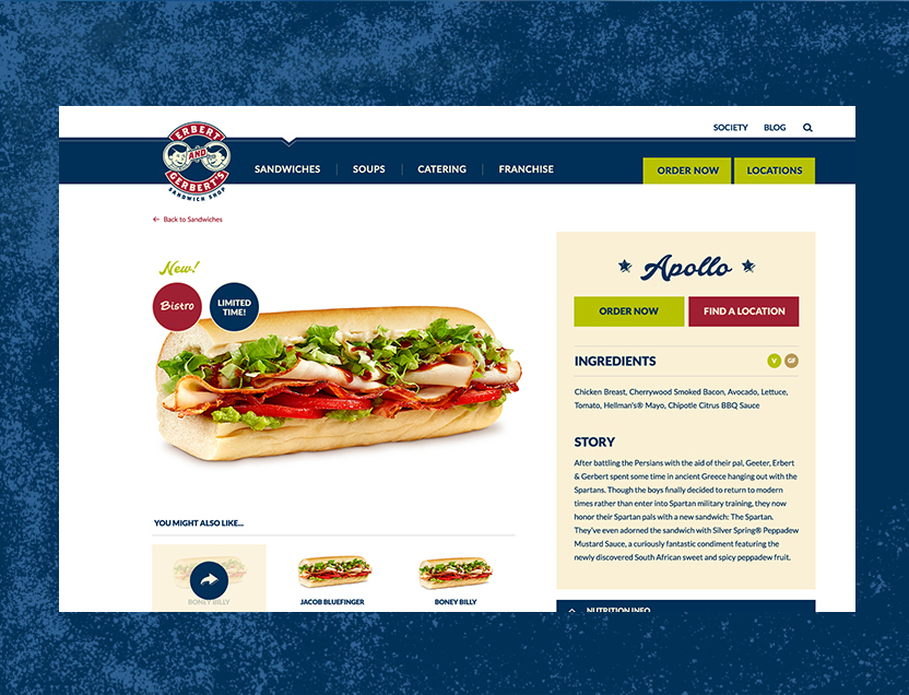 E&G’s Menu Item Page