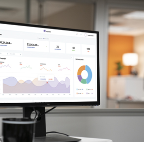 Computer screen with Digital Marketing dashboard Computer screen with Digital Marketing dashboard