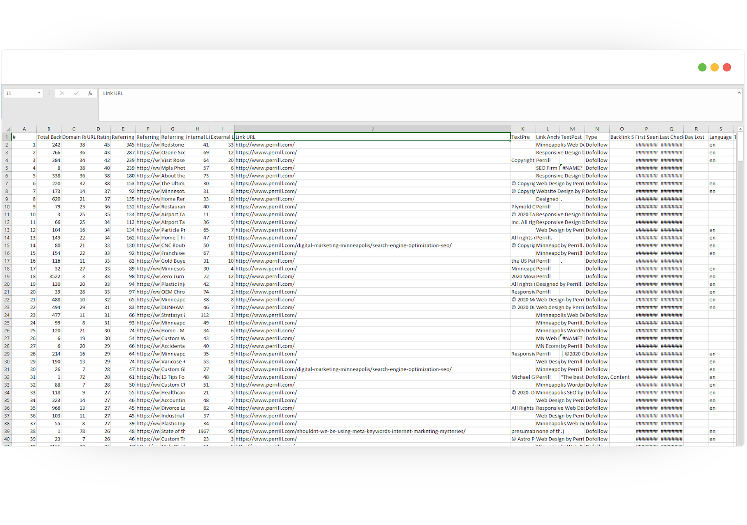 Microsoft Excel Broken Backlinks