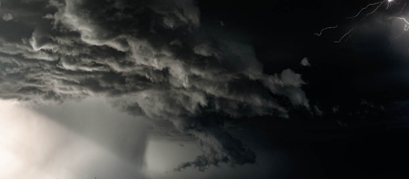 Extreme thunderstorm moving at speed with lightning, Nebraska. USA