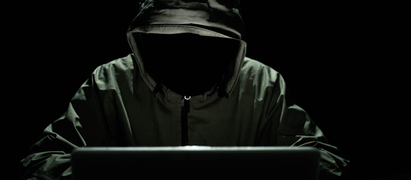 Hacker stealing password and identity, computer crime