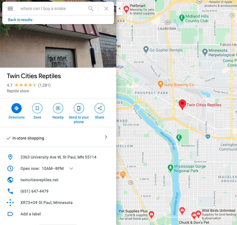 Google Local Listing Screenshot