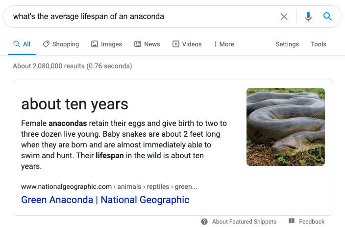 What's the average lifespan of an anaconda