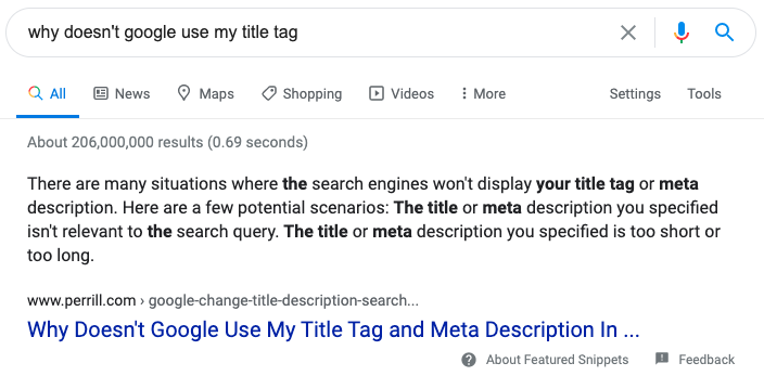 Why doesn't google use my title tag