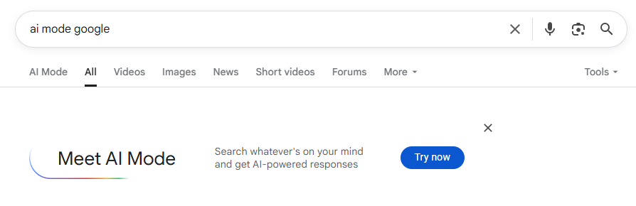 AI Mode in search bar